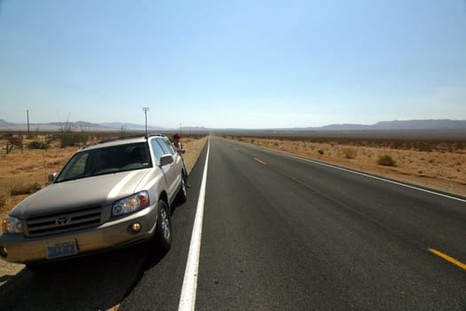 Stop on the side of the road