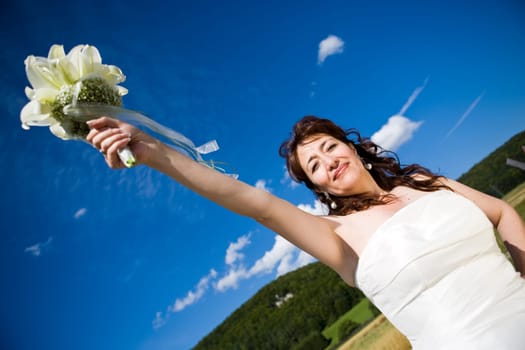 Bride holding bridal bouquet