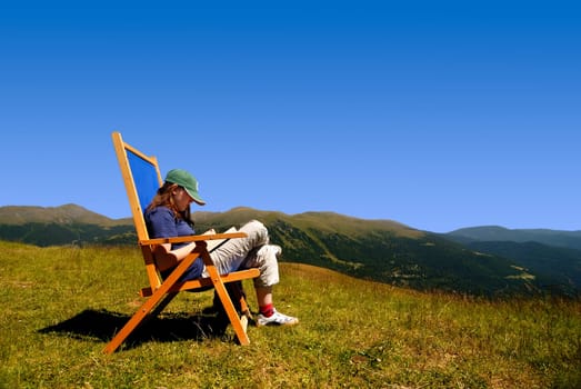 Reading on the mountain