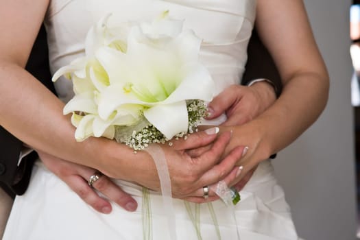 Bride hugging