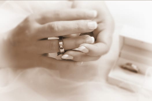 Trying on a wedding ring