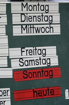 School blackboard with days of the week