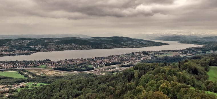 View of the Alps over Lake Zurich