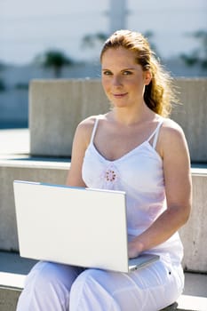 Redhead with notebook