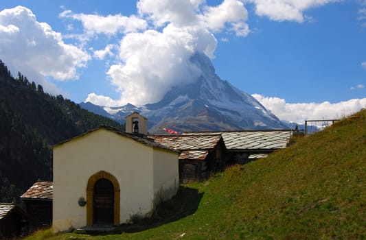 Mountain chapel on the Matterhorn,Switzerland