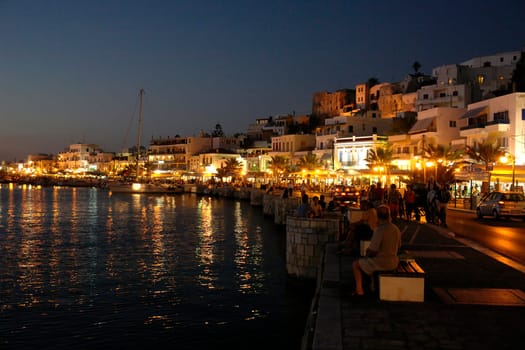 Naxos Harbour at night