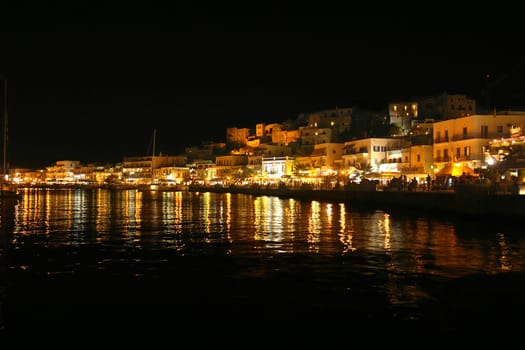 Naxos Harbour at night