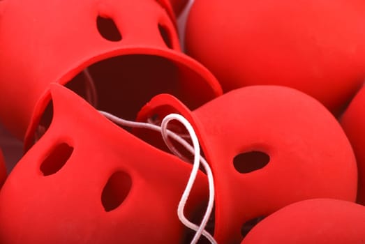 Clown noses close-up