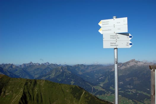 Signposts in the mountains