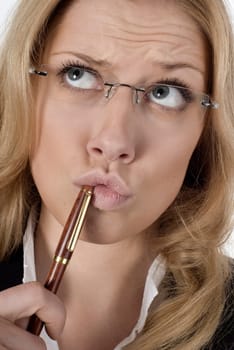 Young woman with pen