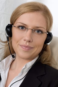 Young woman with headset