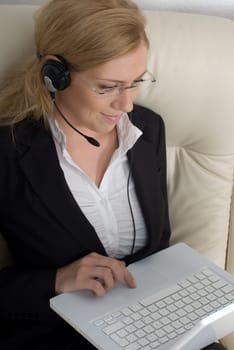 Young woman with headset
