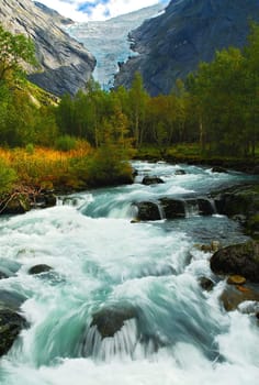 This motif is probably shared by everyone who ever goes near the Briksdalsbreen. It is part of the largest mainland glacier in Europe,the Jostedalsbreen. We were shocked at how far back this one has gone.....!