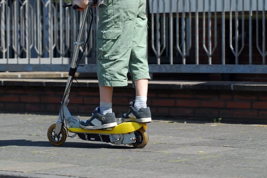 Riding a scooter