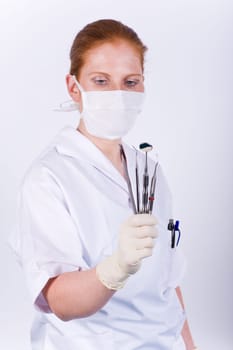 Medical instruments in hand