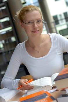 Female student studying