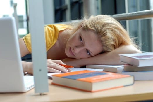 Female student studying
