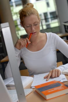 Female student studying