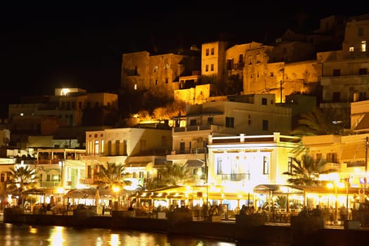 Naxos Harbour at night