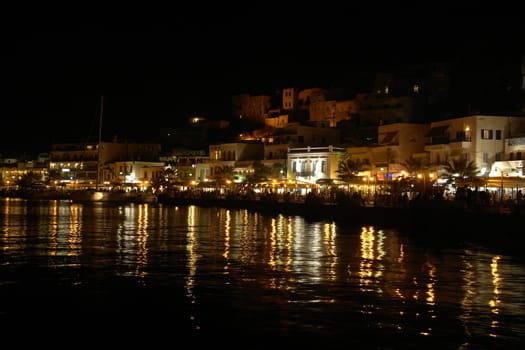 Harbour promenade Chora at night