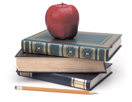 Books,Apple and Pencil