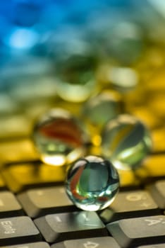Marbles on notebook