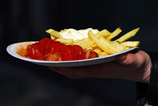 Currywurst with french fries