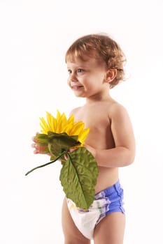 Child with sunflower