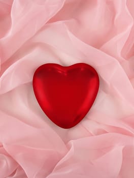 Heart on pink silk