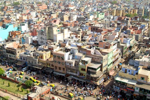 a view from the minaret of the "Friday Mosque"" Jami Masijd in Delhi"