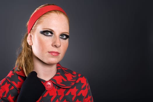 Redhead woman with freckles
