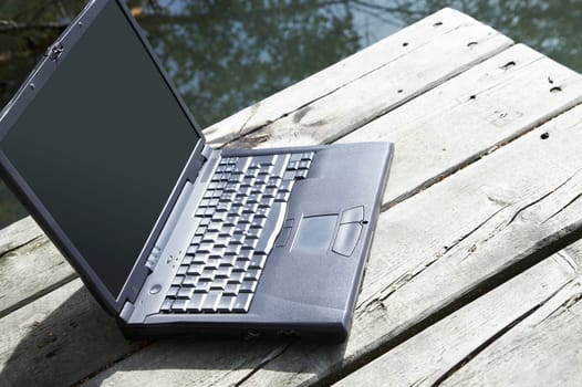 Laptop at the lake