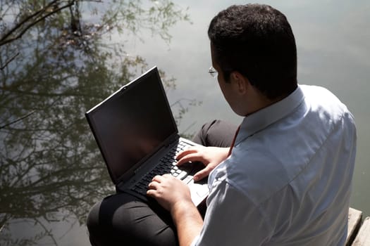 Businessman by the lake