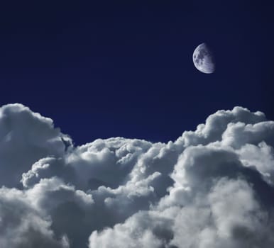 Moon and clouds