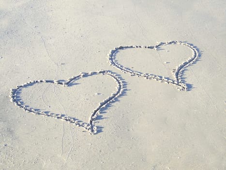 Two hearts in the sand