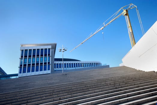 Construction crane in the port of Maastrich