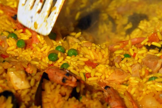 Paella preparation