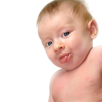Baby sticks tongue out