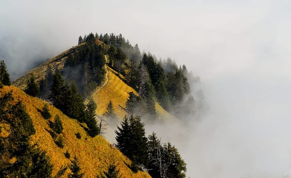 I think it's a nice feeling when you don't look down in the valley into the cloudy sky,but have the fog below you..... and only a few peaks of the mountains peek out!:-)
