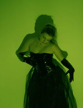 Woman as green doll