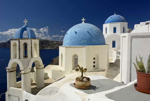 Blue domes in Santorini