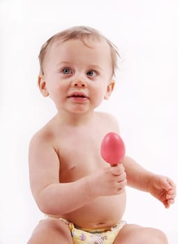 Child with rattle