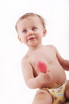 Child with rattle