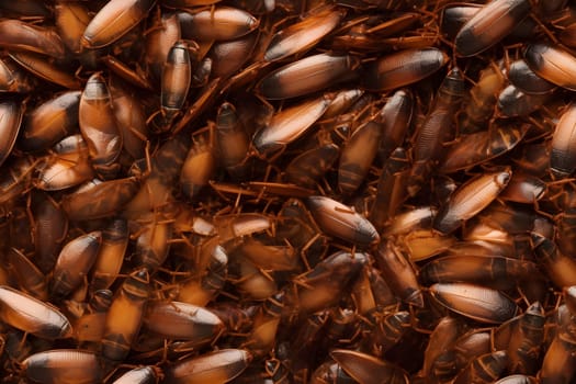 seamless texture and background of pile of cockroaches. Neural network generated in May 2023. Not based on any actual scene or pattern.