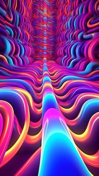 psychedelic background with clean smooth neon colored wires arranged in walls. Neural network generated in May 2023. Not based on any actual scene or pattern.