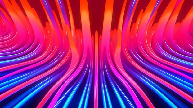 psychedelic background with clean smooth neon colored wires arranged in walls. Neural network generated in May 2023. Not based on any actual scene or pattern.