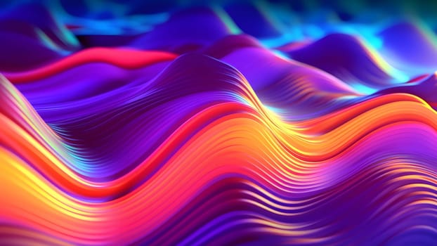 psychedelic wavy background with clean smooth neon colored plastic surface. Neural network generated in May 2023. Not based on any actual scene or pattern.