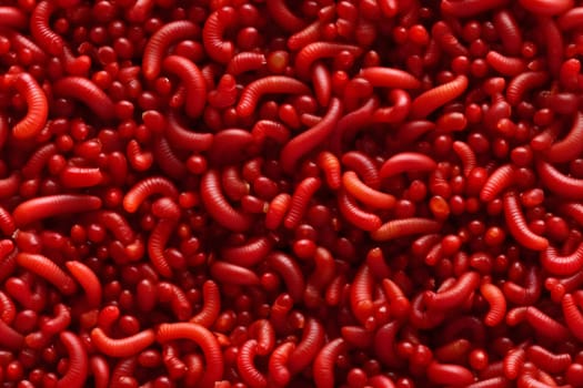 red worms full-frame background and seamless texture. Neural network generated in May 2023. Not based on any actual scene or pattern.