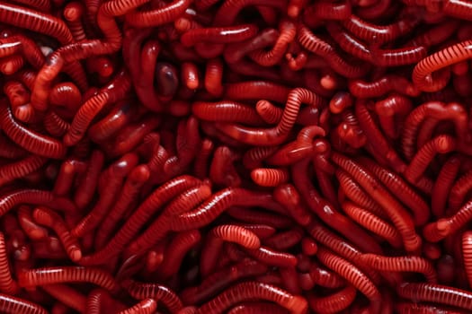 red worms full-frame background and seamless texture. Neural network generated in May 2023. Not based on any actual scene or pattern.