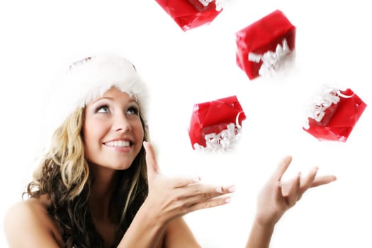 Woman at Christmas with gift